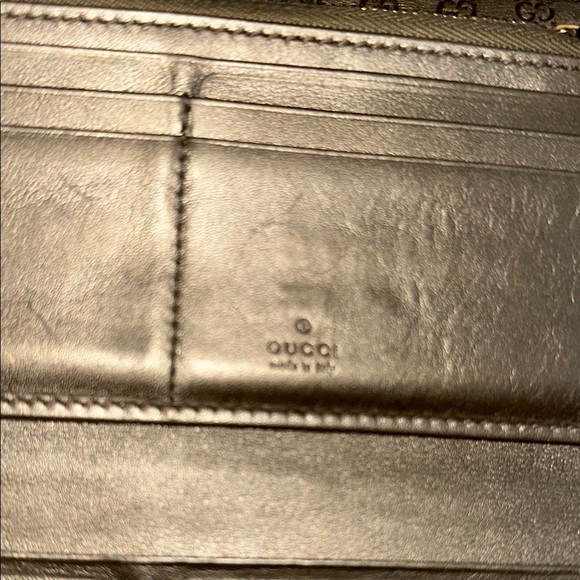 Gucci tan/gold metallic long leather wallet - Picture 15 of 16